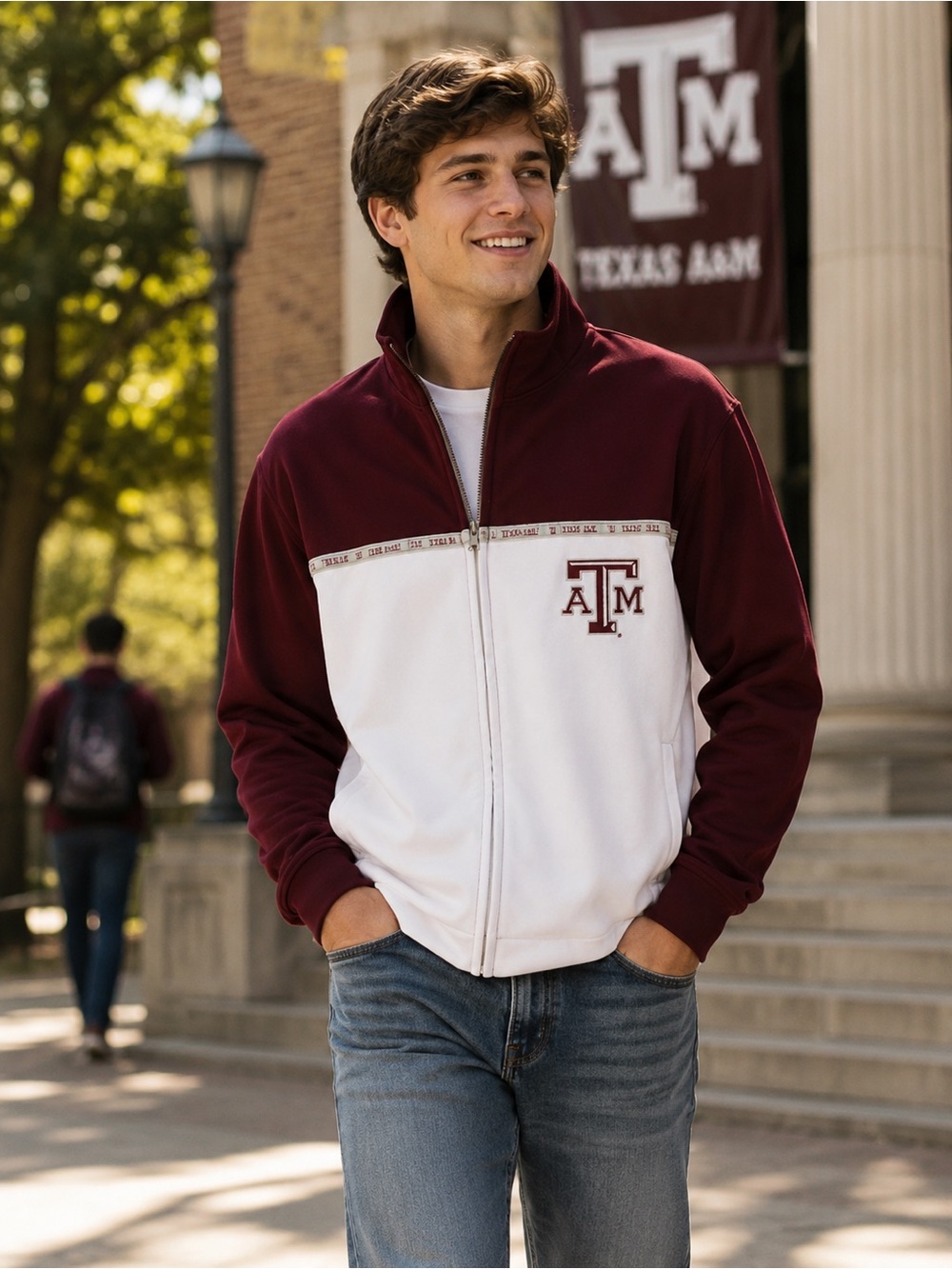 Sz M Spike Sports Texas A&M Varsity Track Jacket